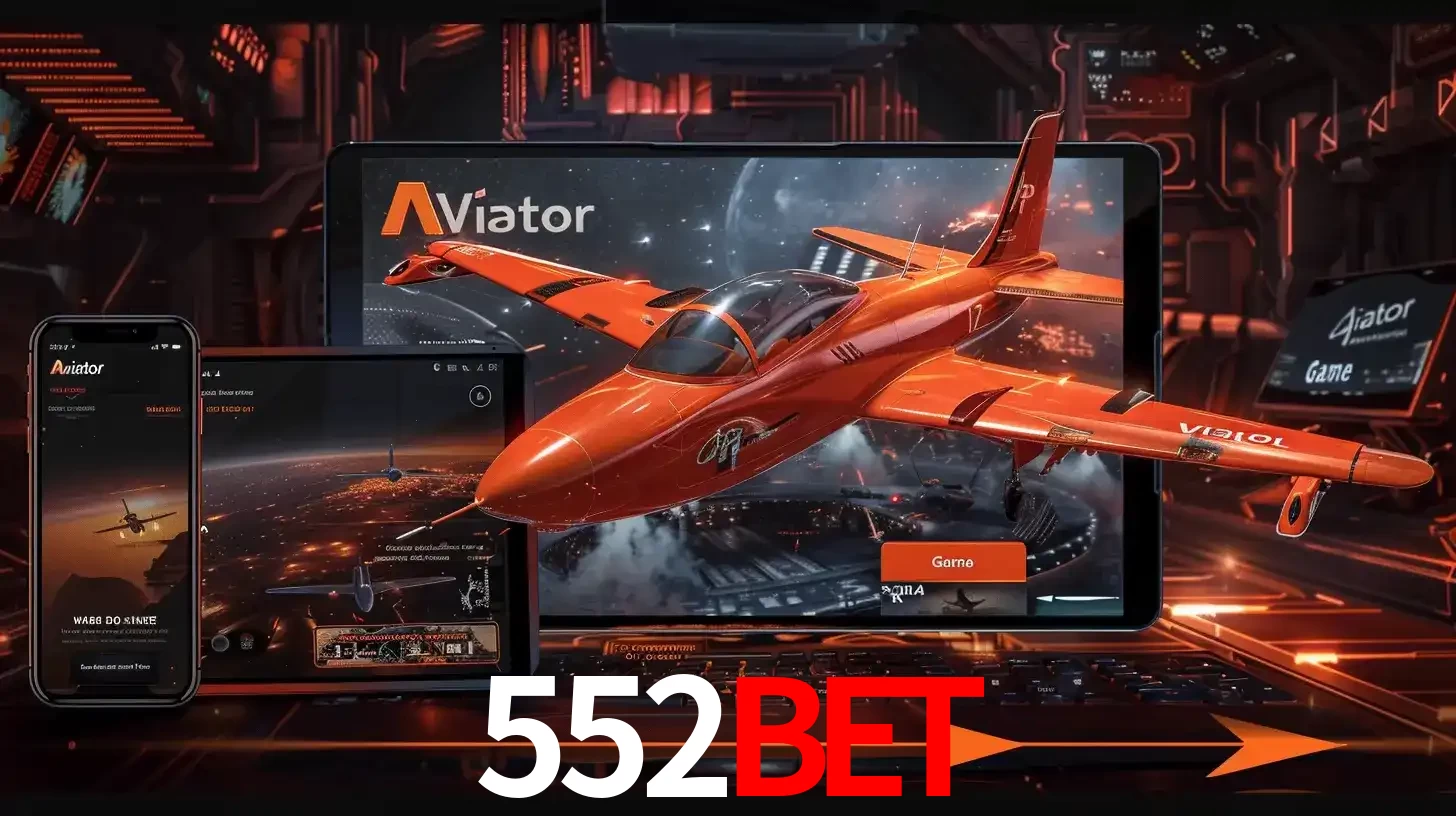 Apresentação tecnológica do jogo Aviator com um avião saindo da tela de um tablet, demonstrando a experiência imersiva em múltiplos dispositivos no 552bet.