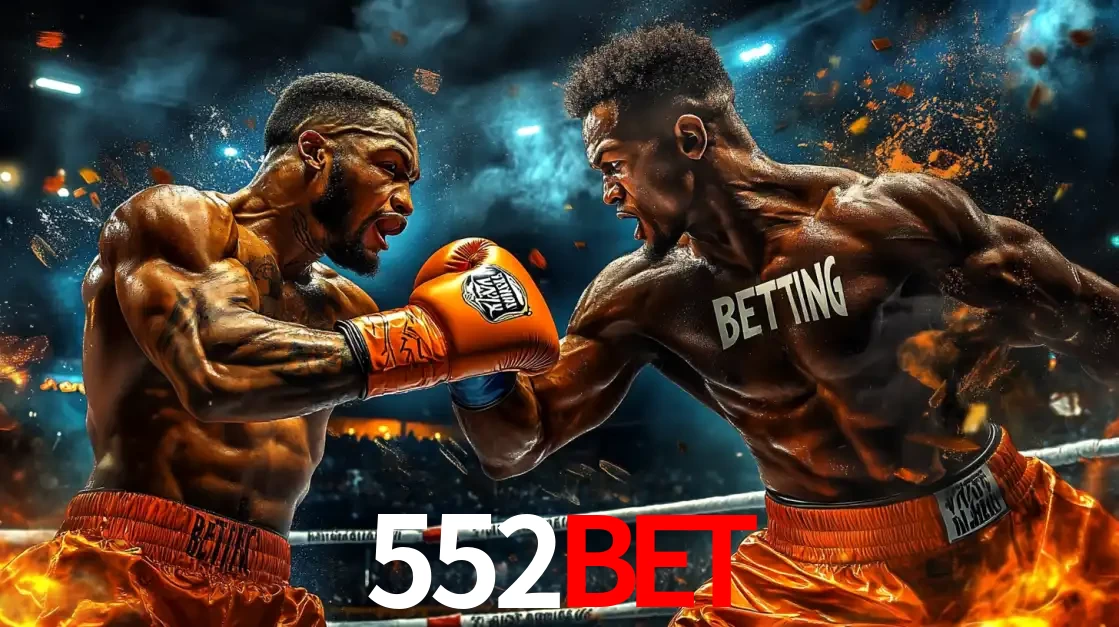 Dois boxeadores em uma luta intensa e explosiva, representando a adrenalina e as oportunidades de apostas em esportes de combate disponíveis na plataforma 552bet.